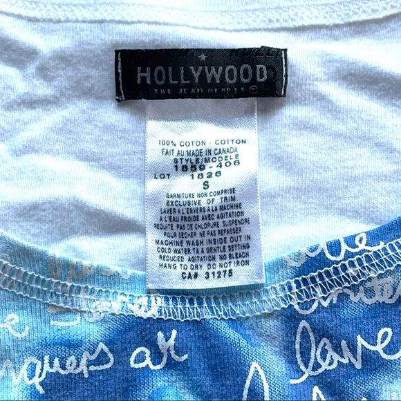 VINTAGE HOLLYWOOD ONE LOVE GRAPHICS BLUE & WHITE SHIRT SIZE SMALL - Picture 3 of 7